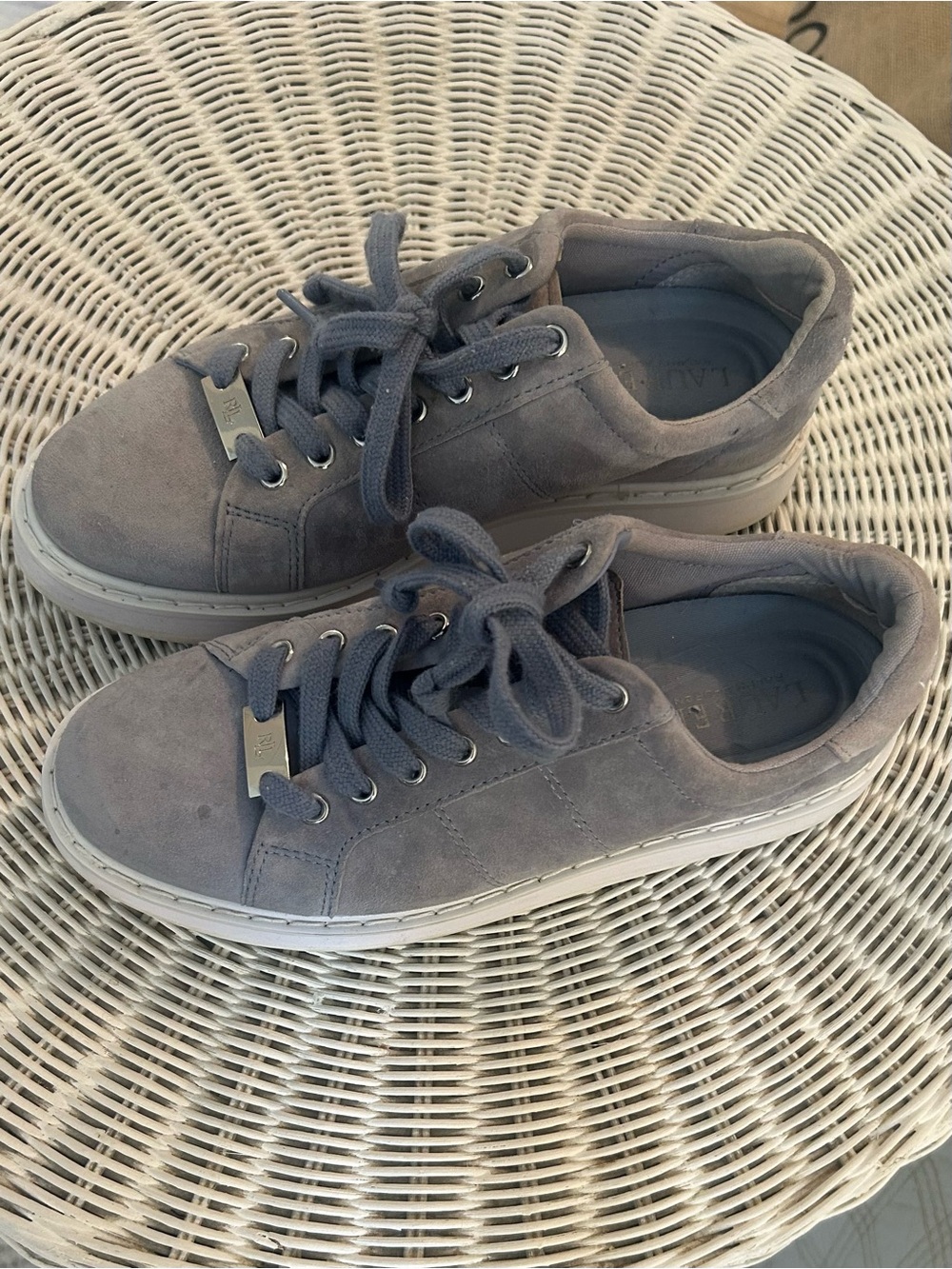 Lauren Ralph Lauren Grey Suede Sneakers - Size 6.5
